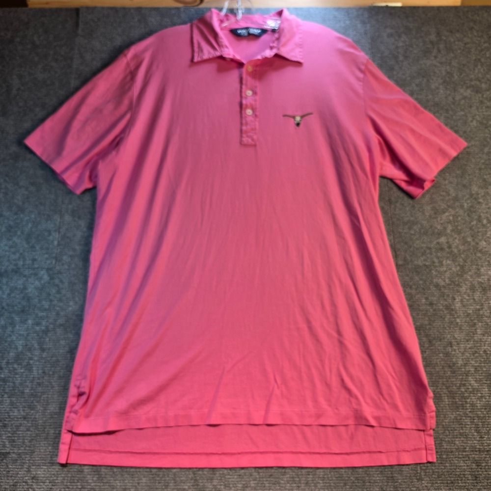 Polo Golf Ralph Lauren Polo Shirt Mens Large Pink Good Pima Cotton Bull Skull